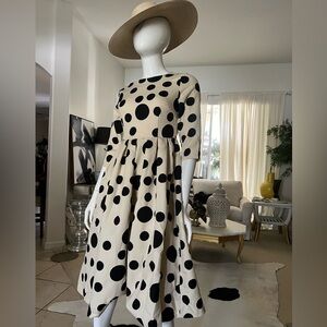 Dainty Jewells Classic Polkadot Black & Ivory Dress •Small